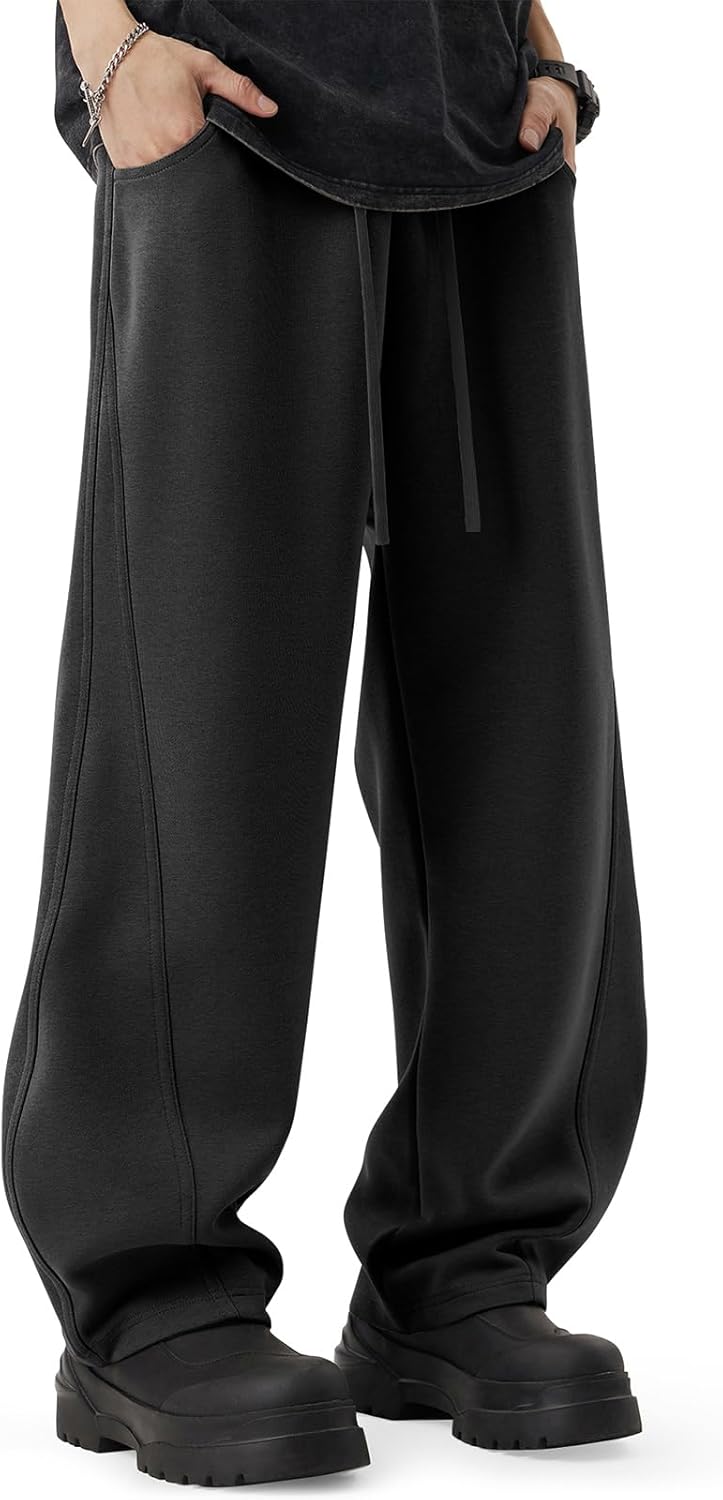CANGHPGIN Mens Baggy Sweatpants Wide Leg Lounge Pants with Pockets, Loose Fit Cotton Sweat Pants for Men Casual - Image 5