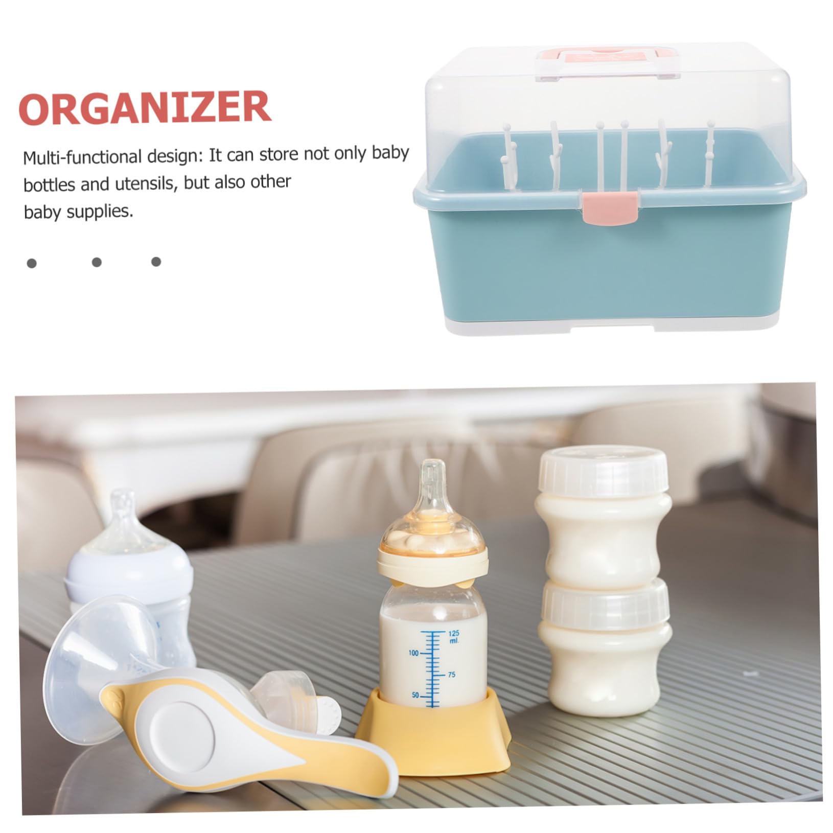 Babyflaschen Trockenbox Grün, Große Pp Abtropfbox für Flaschen | 1 Stück, Aufrechtes Ordnungssystem für Trinkflaschen und Toilettenartikel, Geeignet für Babyshower