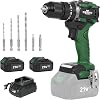 Taladro de impacto inalámbrico sin escobillas de 21V con doble batería de 3.0Ah | Set de taladro eléctrico LAZYLAND de 80Nm, 2 velocidades variables, 21+3 ajustes de torque, luz de trabajo LED para reparaciones domésticas y bricolaje, verde 1
