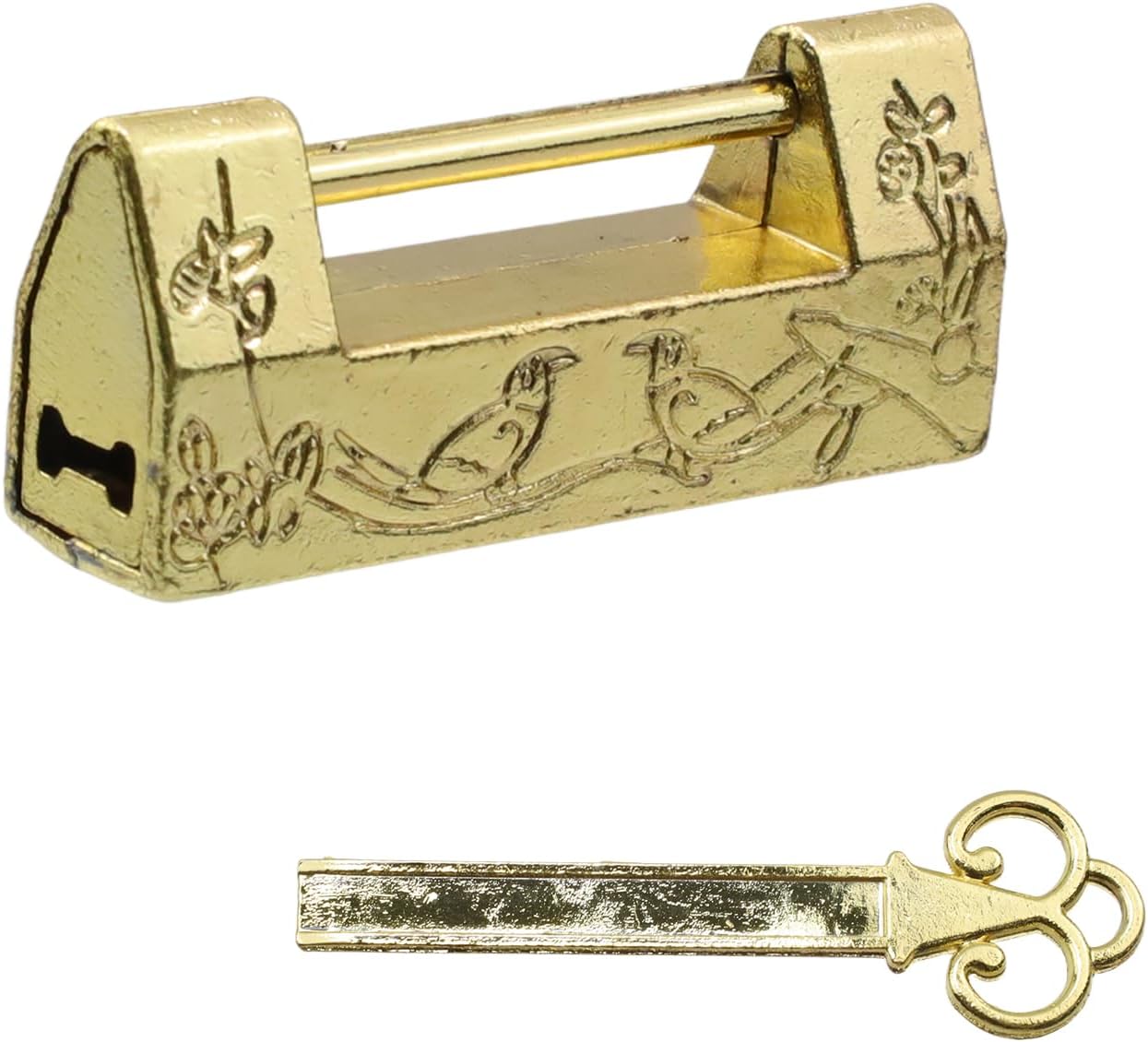 2 PCS Antique Chinese Lock Flower Bird Padlock for Jewelry Box image 4