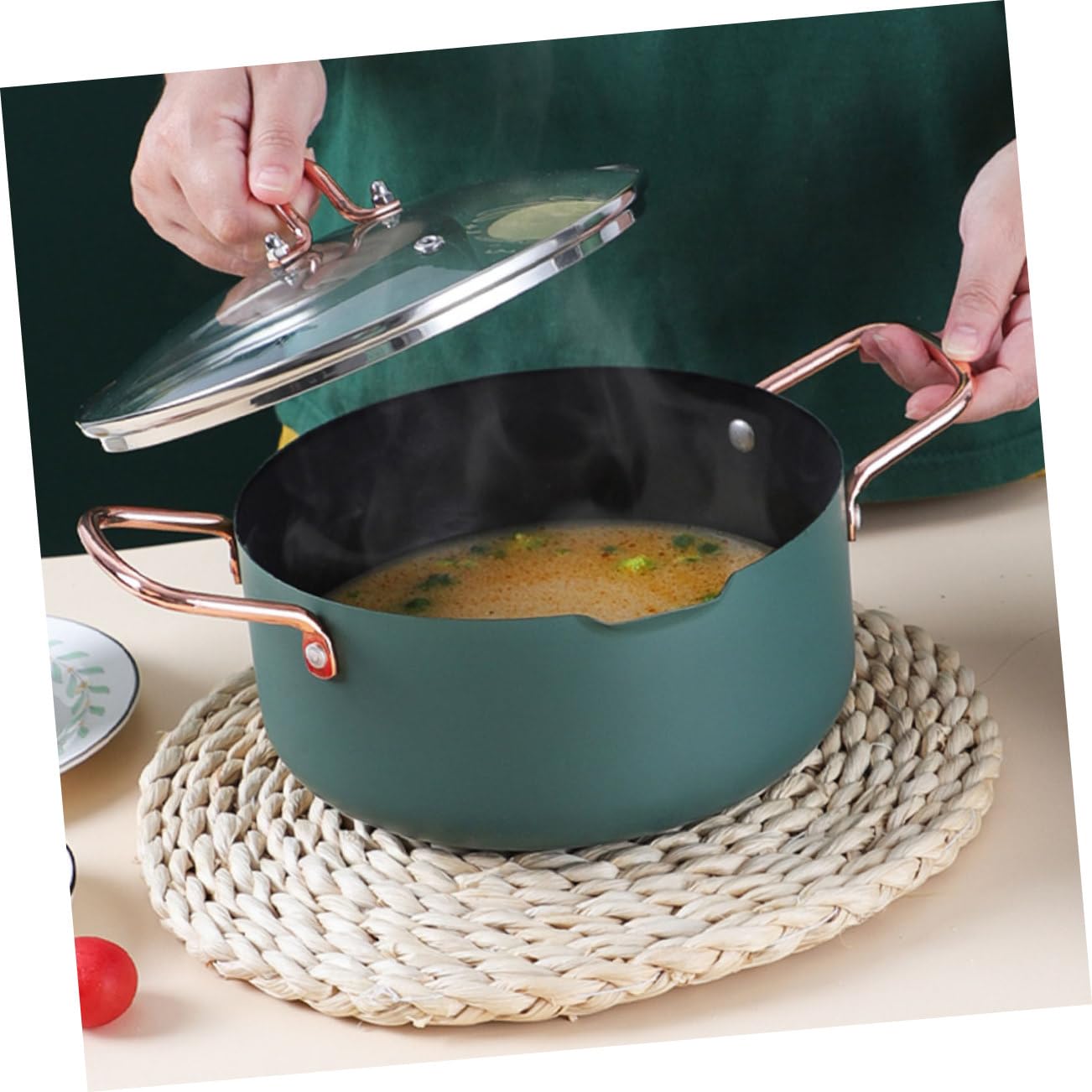Olla Multiusos para Cocinar Alimentos para Bebés Olla para Sopa Sartén Juego de Utensilios de Cocina para El Hogar Y El Hotel
