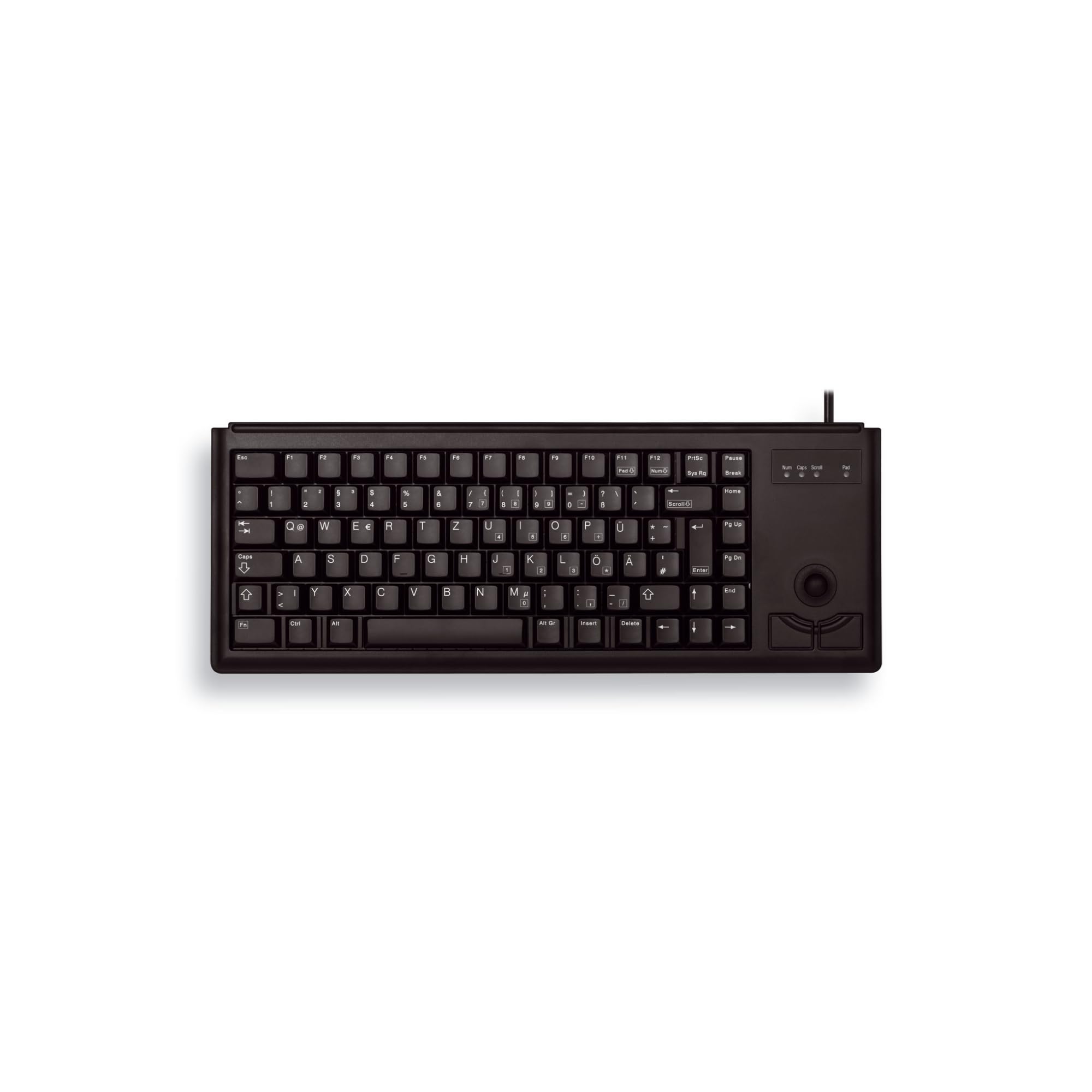 CHERRY G84-4400, Tastiera Compatta con Trackball, Layout per la Germania (QWERTZ), Cablate (Connessione USB), 2 Tasti Mouse, Switch Meccanici ML, Nero