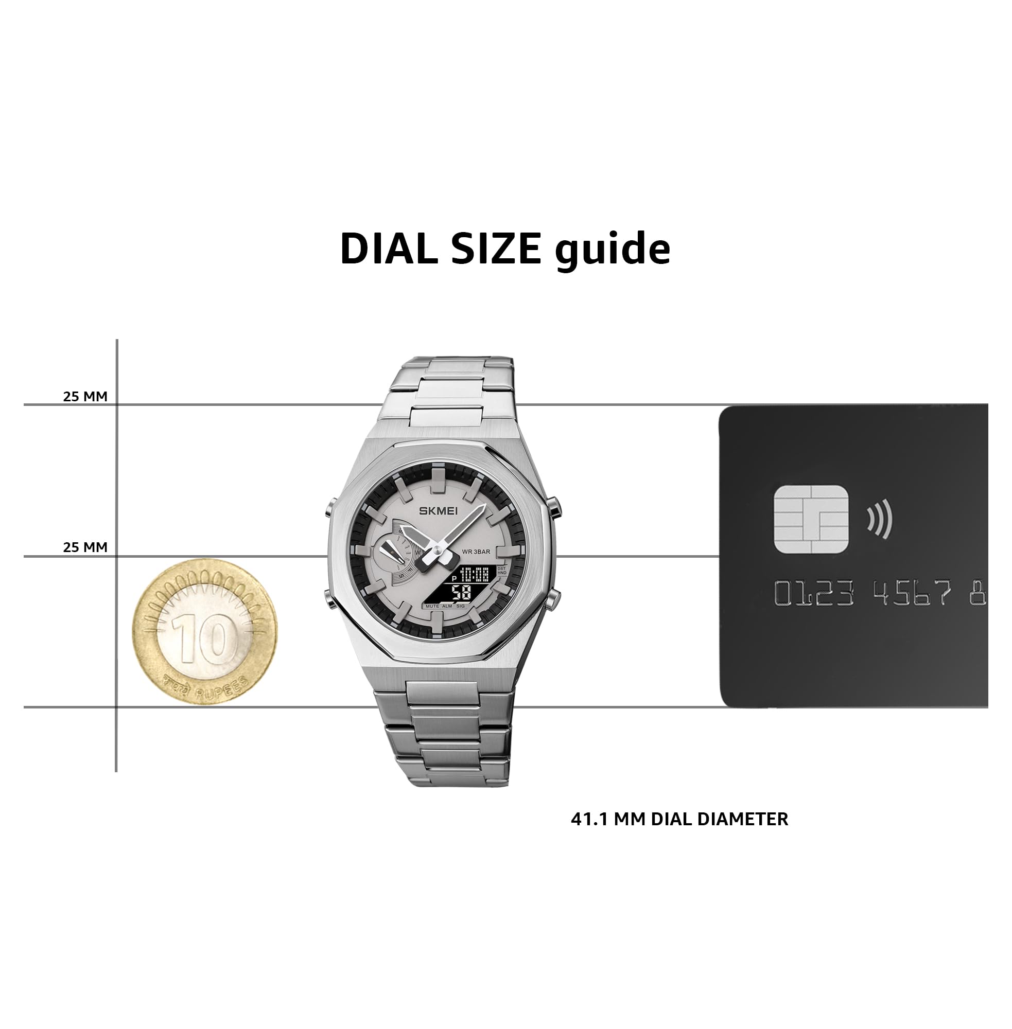 SKMEI Orologio da uomo elettronico a doppio display con luminoso, impermeabile fino a 50 m, orologio sportivo alla moda, multifunzione, 1816