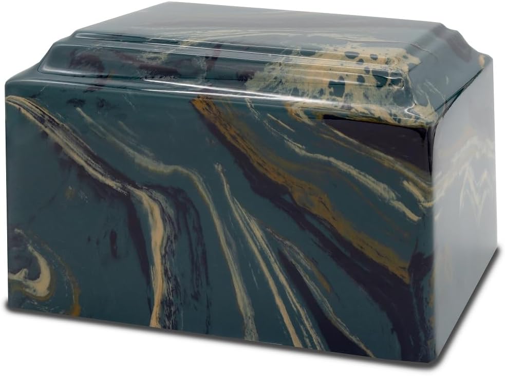 Classic Cultured Marble Cremation Urn for Human Ashes - Adult /Large Size, Marble Urn, Adult Affordable Urn for Human Ashes Suitable for Ground Burial or Home Memorial (Camo)
