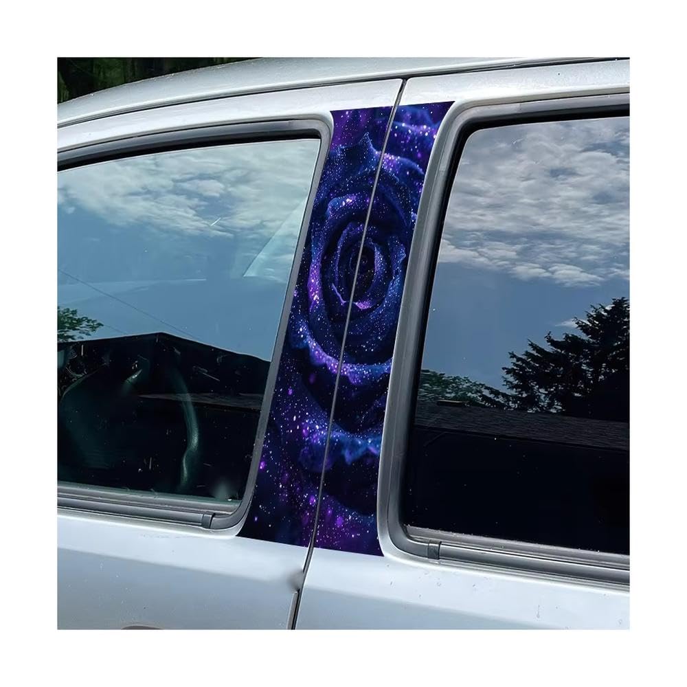Bertdcx One Color Car Center Pillar Window Film Starry Blue Rose Glossy Protective Polyethylene Auto Parts
