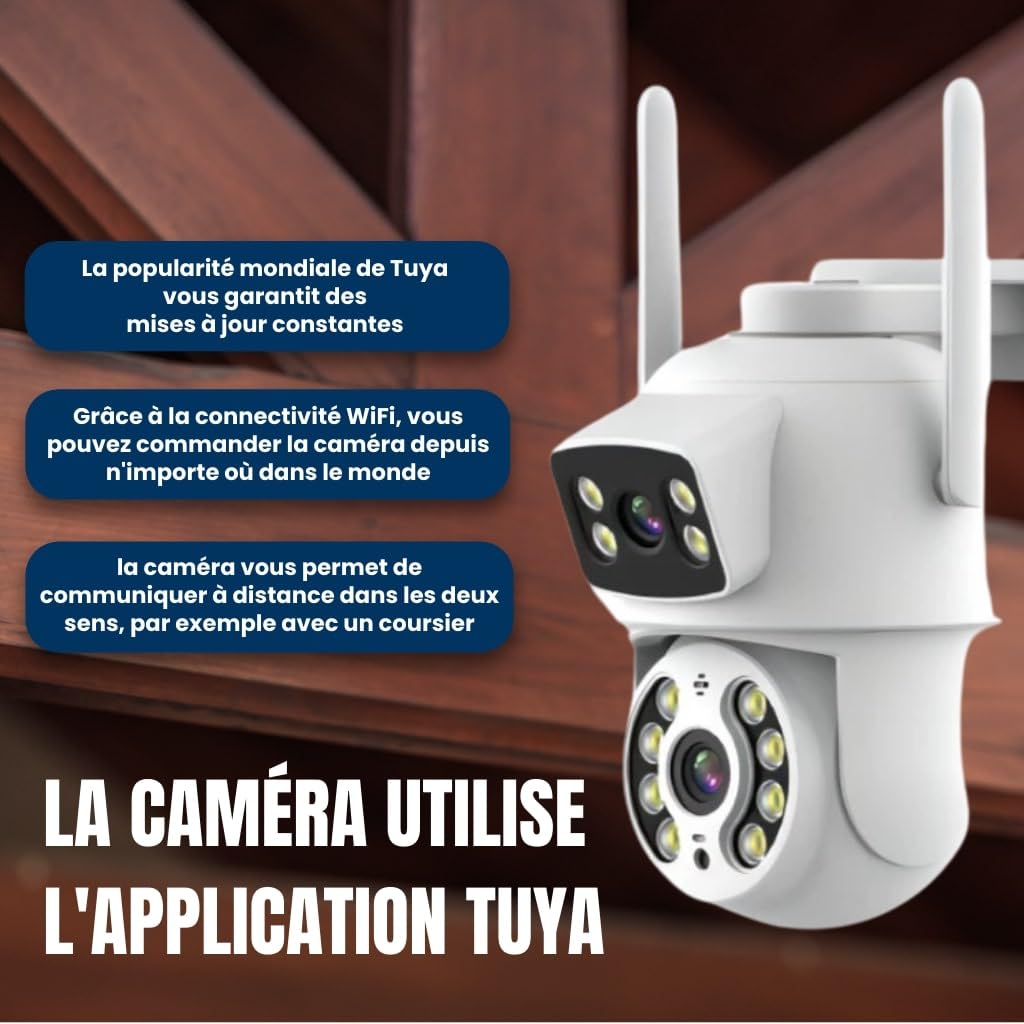 Caméra de surveillance extérieure WiFi NA1 Double Tuya - Smart Home Outdoor Caméra IP avec Wi-Fi, Local/Cloud Storage