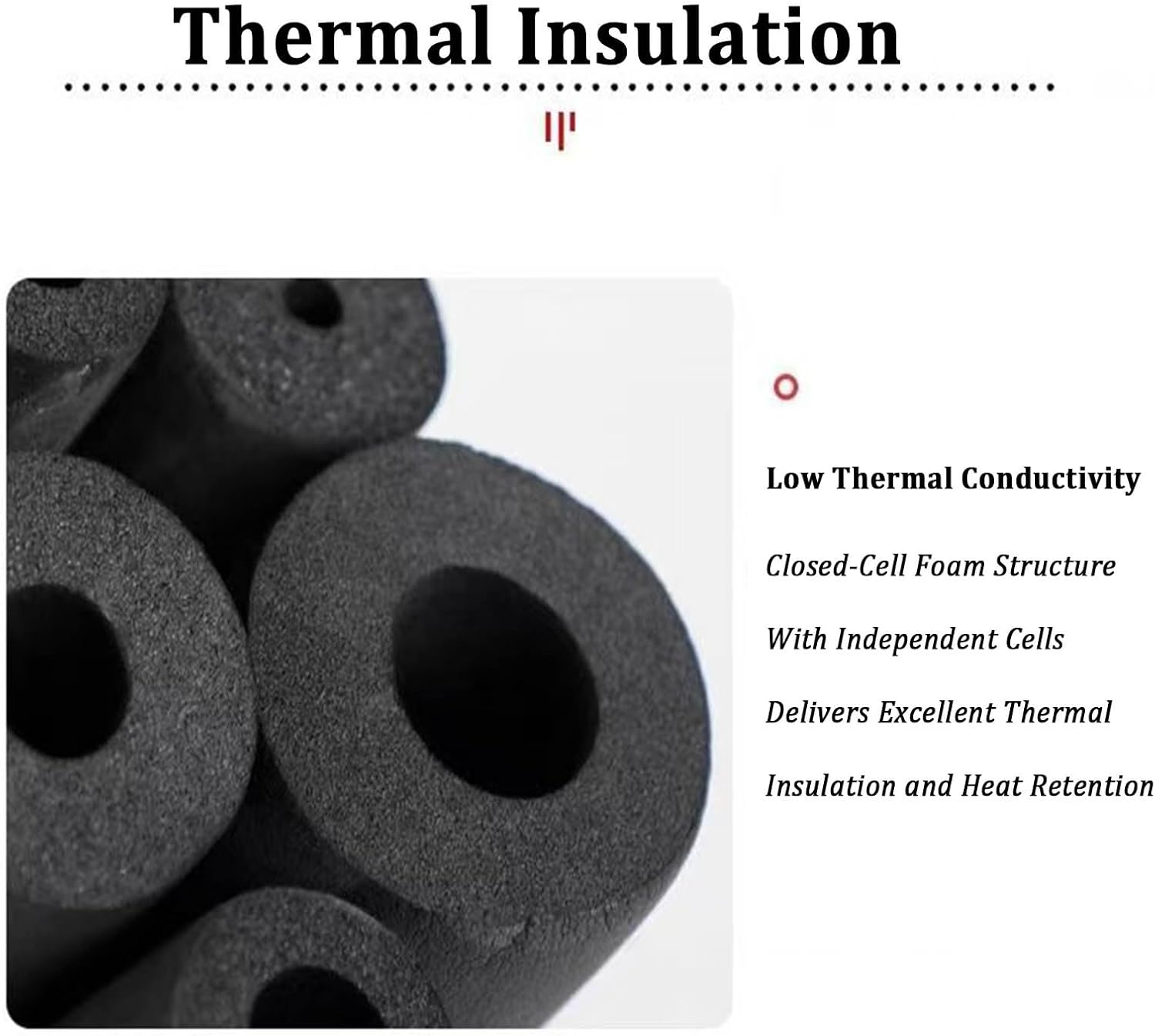 Waterproof Pipe Insulation, Rubber Foam Winter Freeze Protection Tube, Pipe Insulation Foam Tub, for Water, Air Conditioning, Industrial Pipes(T20MM X ID48MM X 2M)