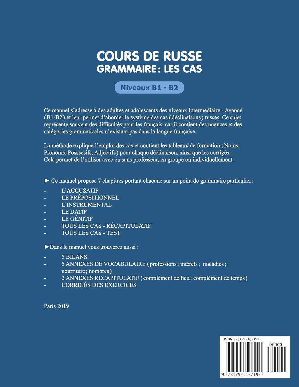 Cours de Russe - Grammaire: Les Cas: /Paniatna/ Declinaisons