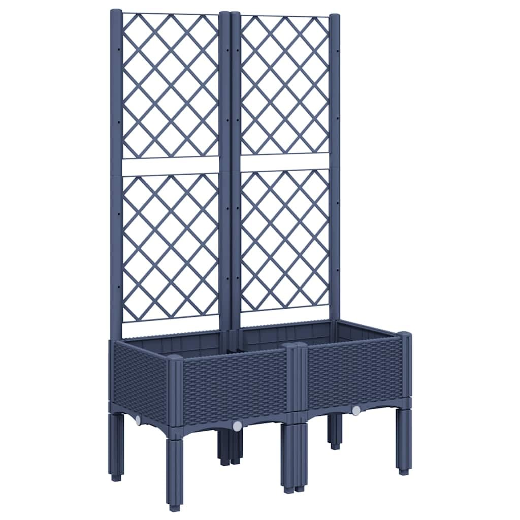 vidaXL Grey Rattan-Look PP Garden Planter with Trellis - 80x40x142 cm, Durable Plant Box for Patio/Terrace Climbers