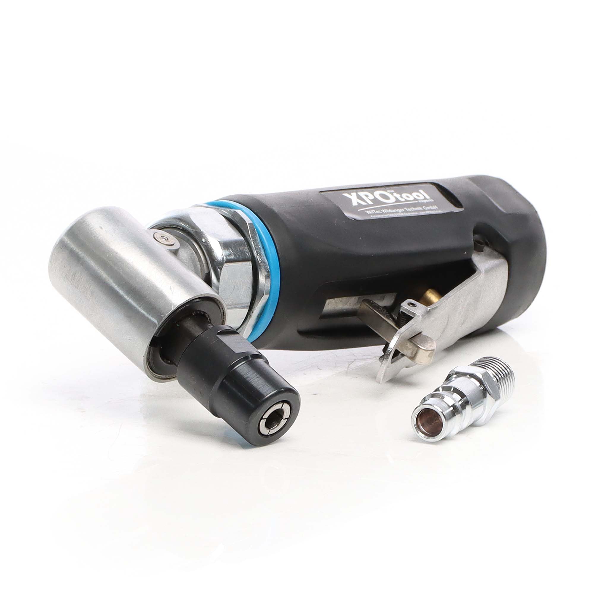 Wiltec Meuleuse droite Coudée 90° Pneumatique - 154 x 78 mm - 20 000 tr/min - Raccord 6,35 mm - Consommation air 99 l/min - Ponceuse Rectifieuse Affûteuse Air comprimé Multifonctions