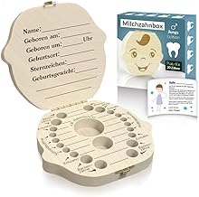 Zrilubkrelz Original Zahnbox Zahndose für Kinder aus Holz | inkl. Brief | Deutsche Sprache | 2 Versionen für Junge & Mädchen | Milchzahndose Milchzahnbox für Milchzähne als Geschenk Geburt