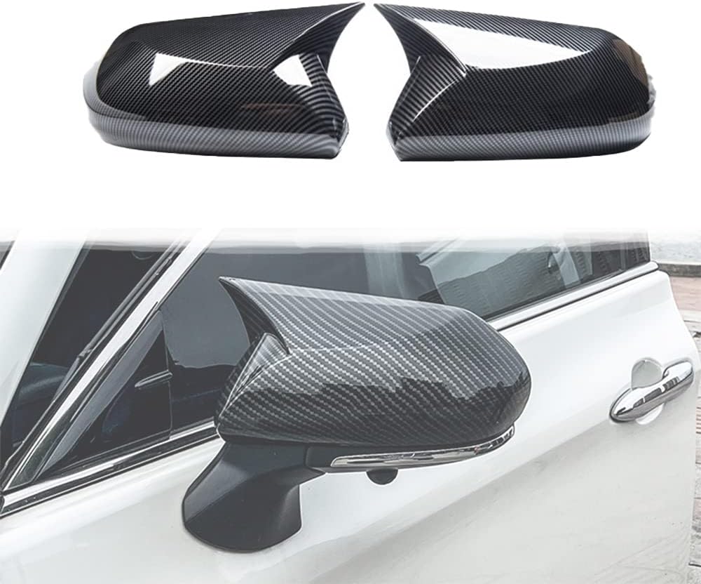 Mirror Cap Covers Ox Horn Style Compatible with Toyota Camry 2018-2022,Add-on Type Side Mirror Cover Cow Horn Look (Carbon Fiber Pattern)