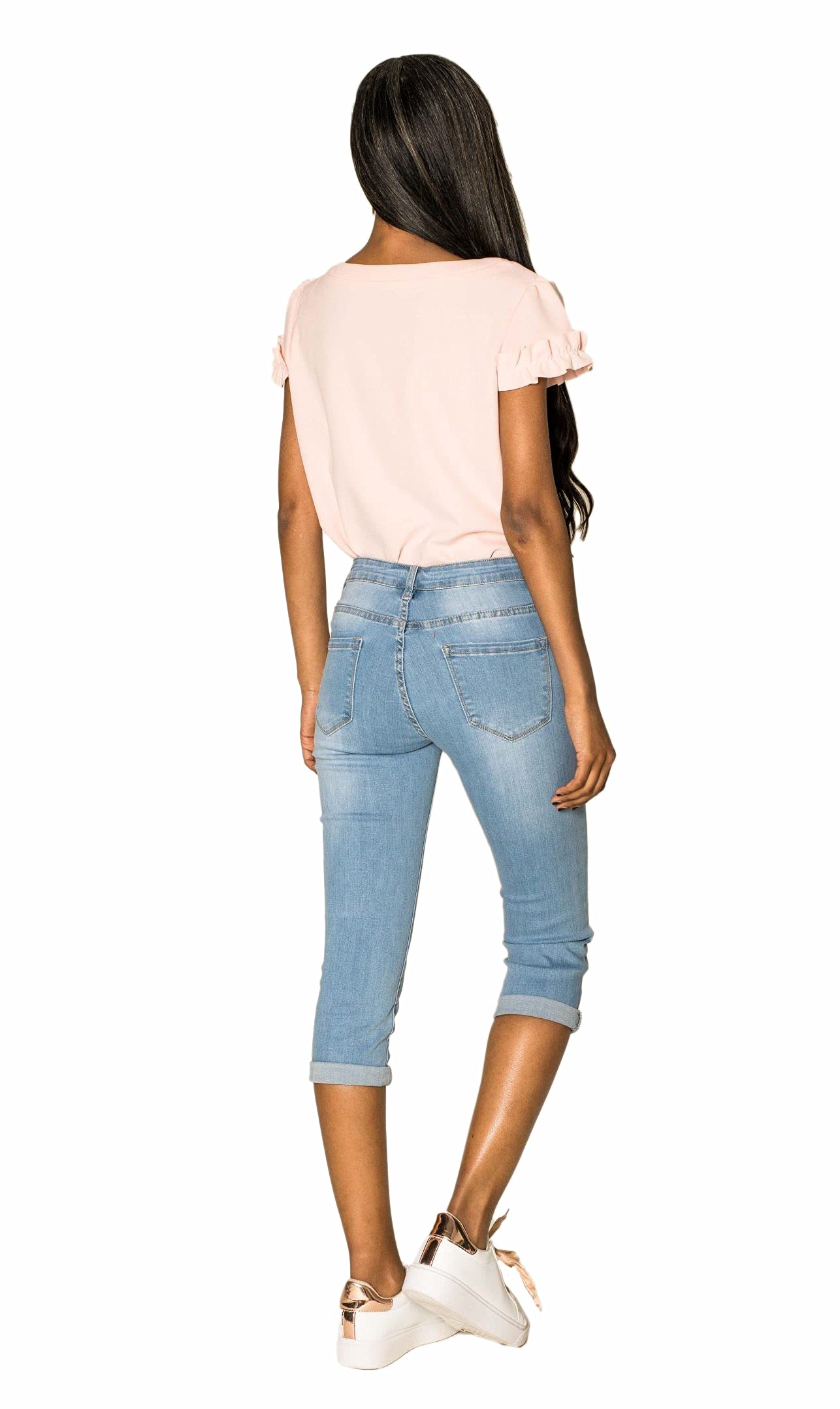 Nina Carter P132 - Pantalones vaqueros para mujer, corte ajustado, cintura alta, aspecto desgastado, efecto lavado