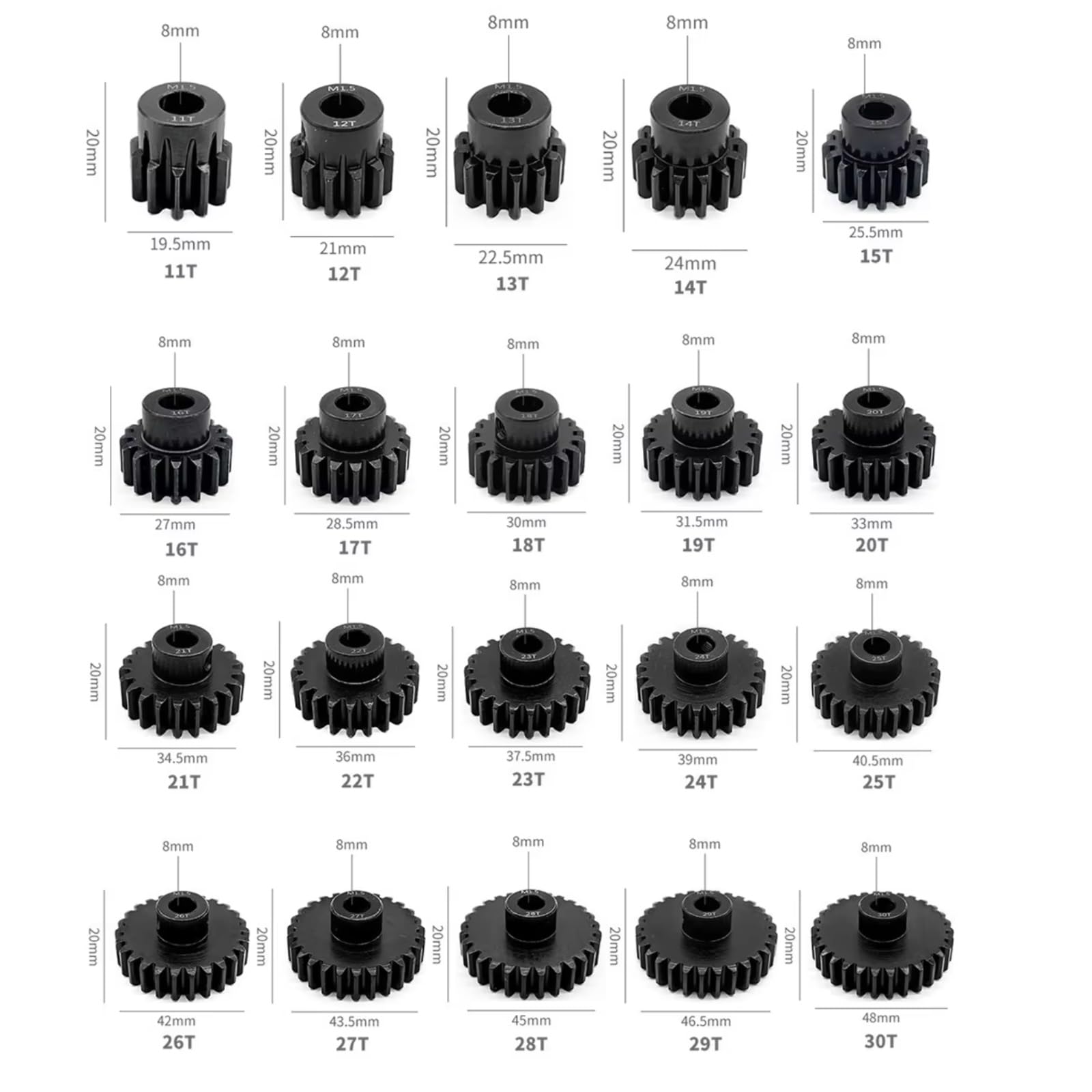 Per Traxxas Per X-Maxx Per XRT 5 Pezzi 1.5M Ingranaggio Motore In Acciaio 0.8mm .5mm 11T 14T 15T 16T 21T 26T 28T 30T RC Auto Parti Di Aggiornamento Accessori Giocattoli Rc