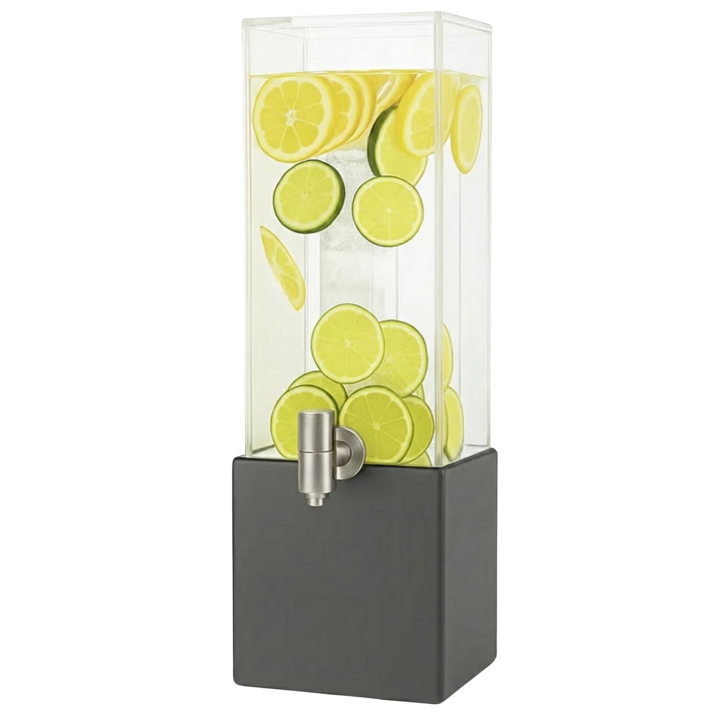 Photo 1 of 1.25 Gallon Acrylic Beverage Dispenser with Gray Metal Stand – Cold Drink Server with Ice Chamber & Stainless Steel Spigot