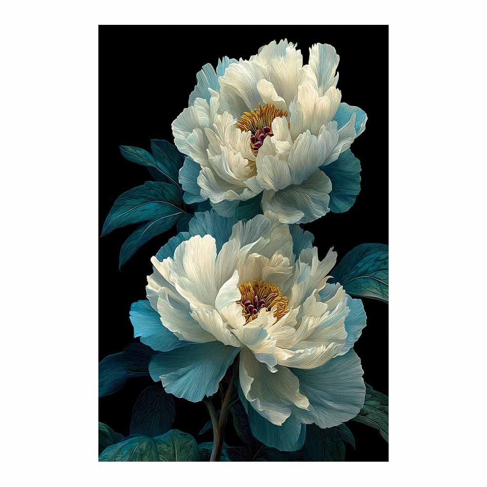 Hoqiu Multicolor Botanical Wall Art Whites Peony Botanical Art Pictures, Print Canvas Poster Decor For Living Room, Bathroom Canvas Art, For Bedroom Home Decoration.(Multicolor)-80X120cm Unframed