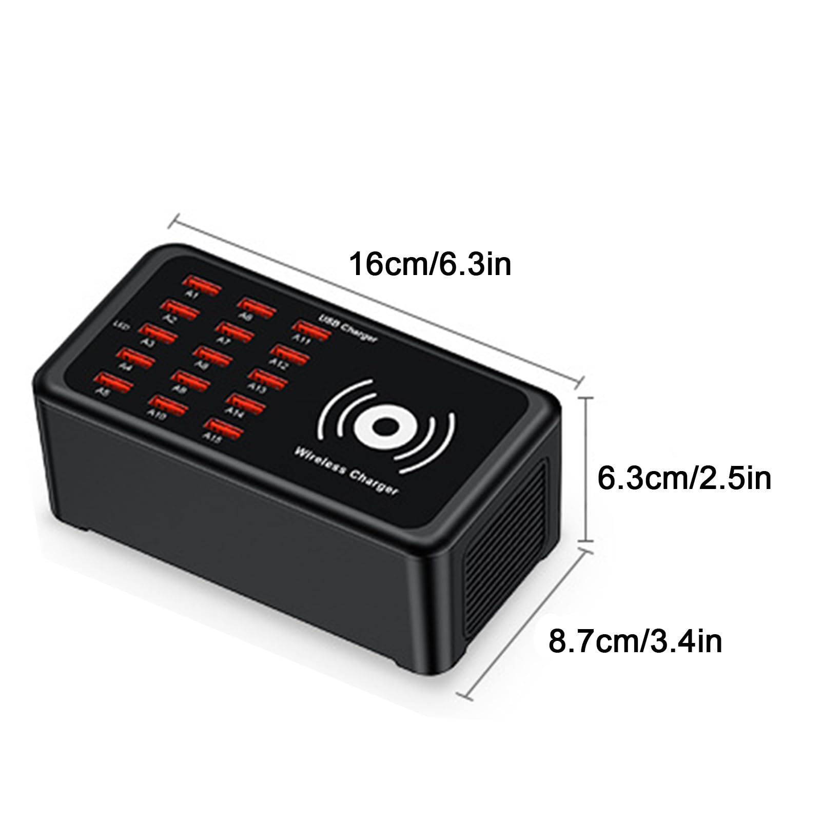 Wieloportowa Stacja ładująca Usb 16 W 1 Z Bezprzewodową Podkładką ładującą 10 W, Przenośną ładowarką Z Inteligentną Dystrybucją Prądu I Wentylatorem Chłodzącym