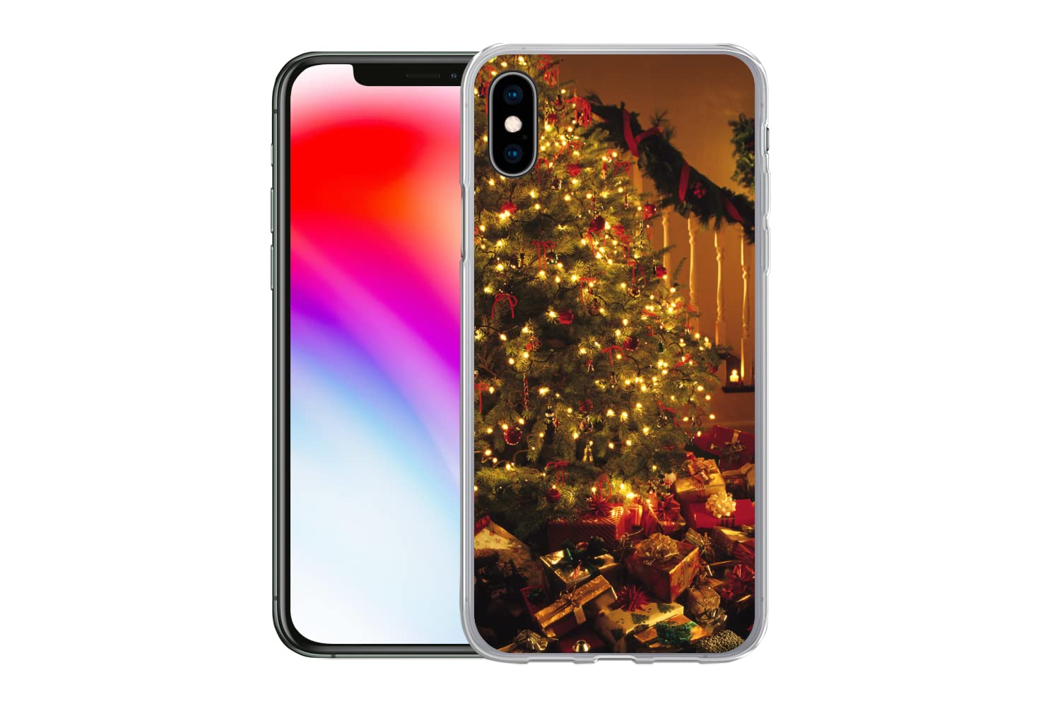 MuchoWow Funda para iPhone XS MAX - Navidad - Árbol de Navidad - Adornos de Navidad - Funda de Silicona/Funda Blanda para teléfono móvil