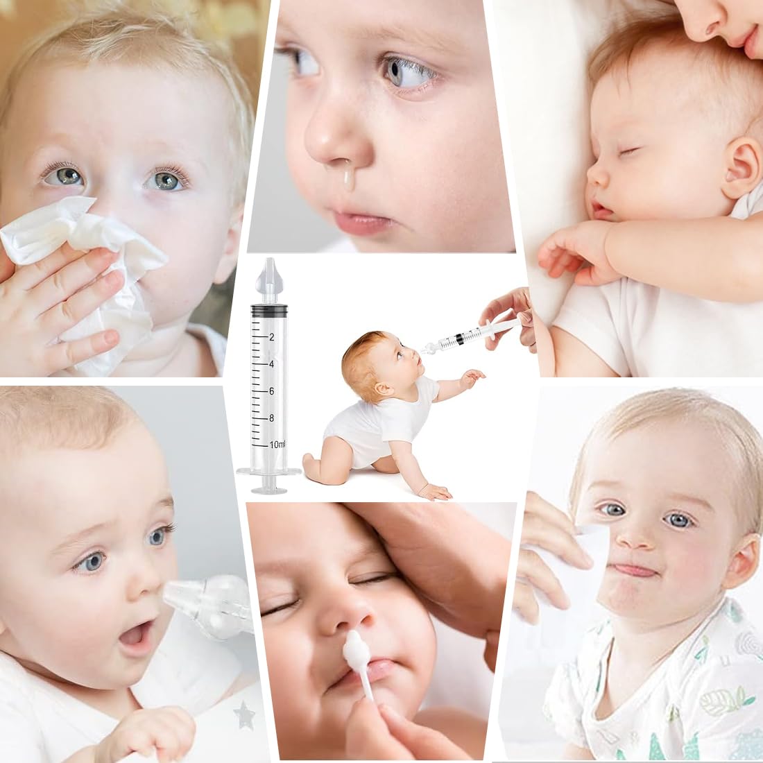 Système de rinçage des sinus, mouches bébé seringue nasale Lot de 6-Dispositif, seringues avec embouts silicone souple, Professionnel pour irrigateur nasal nettoyeur de nez pour nourrisson portable