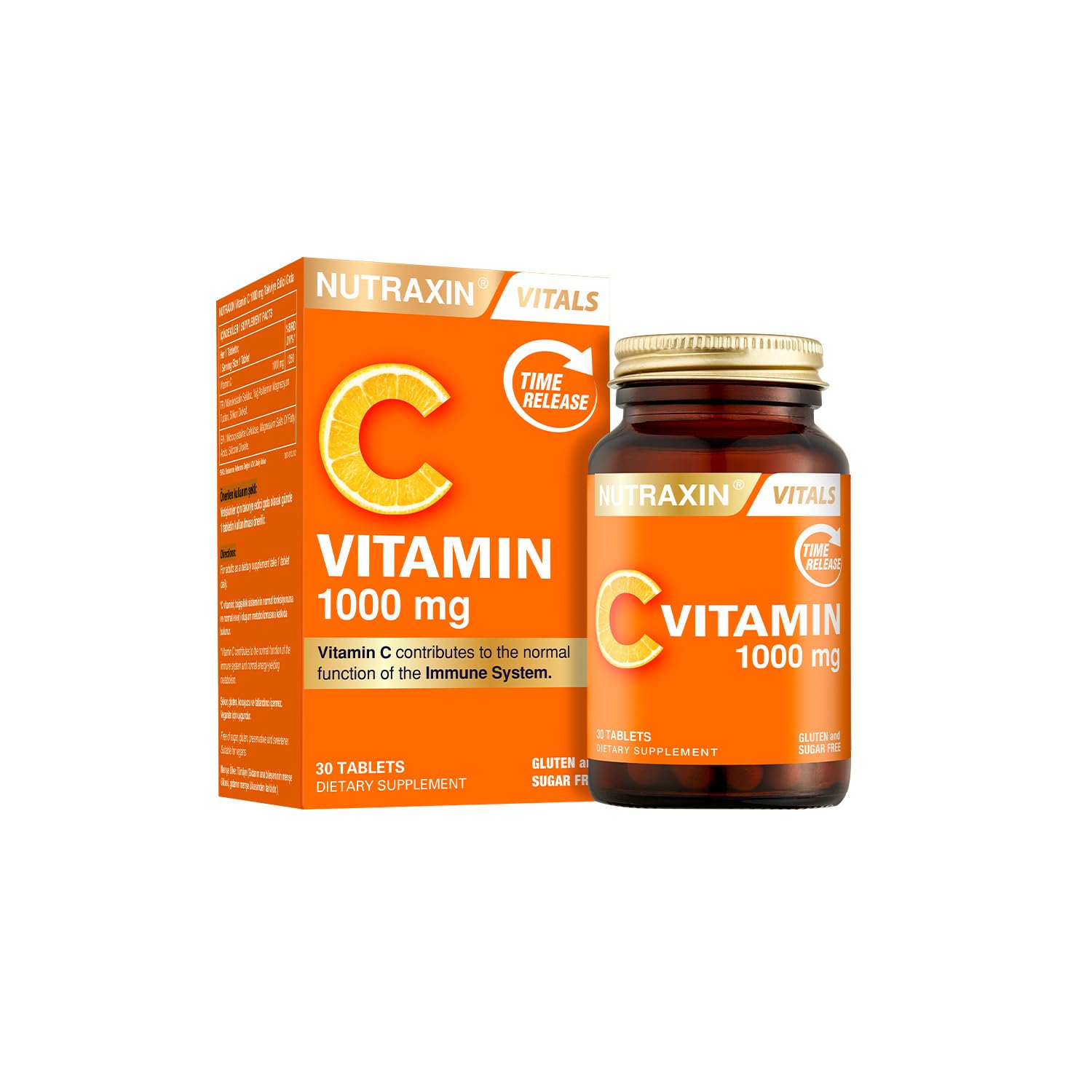Nutraxin Vitals Vitamin C 1000 mcg 30 Tablet Takviye Edici Gıda