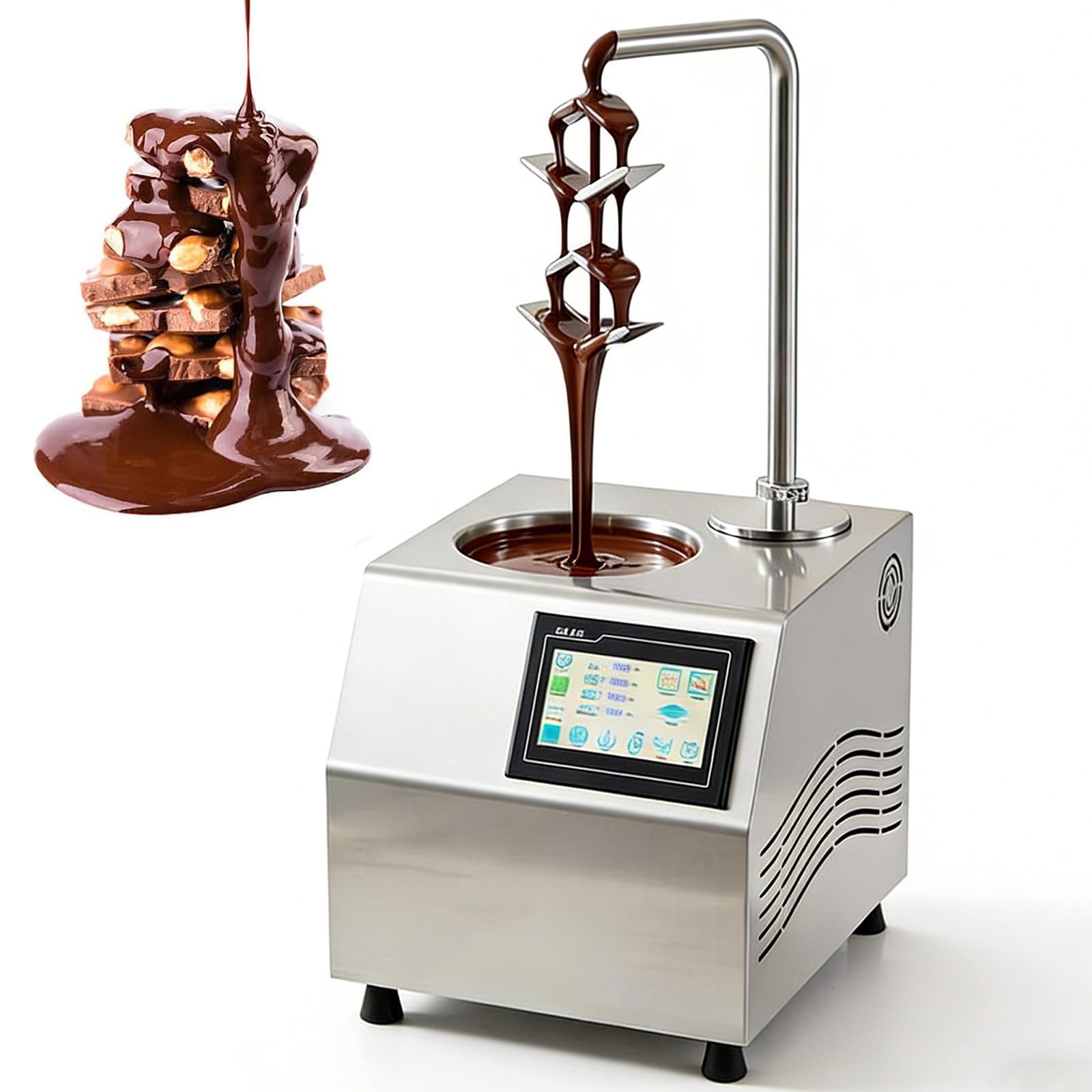 Templador de Chocolate Profesional con Bomba integrada, 1000W de Potencia, Acero Inoxidable 304, eliminación automática de Burbujas, para lecherías, charcuterías y panaderías