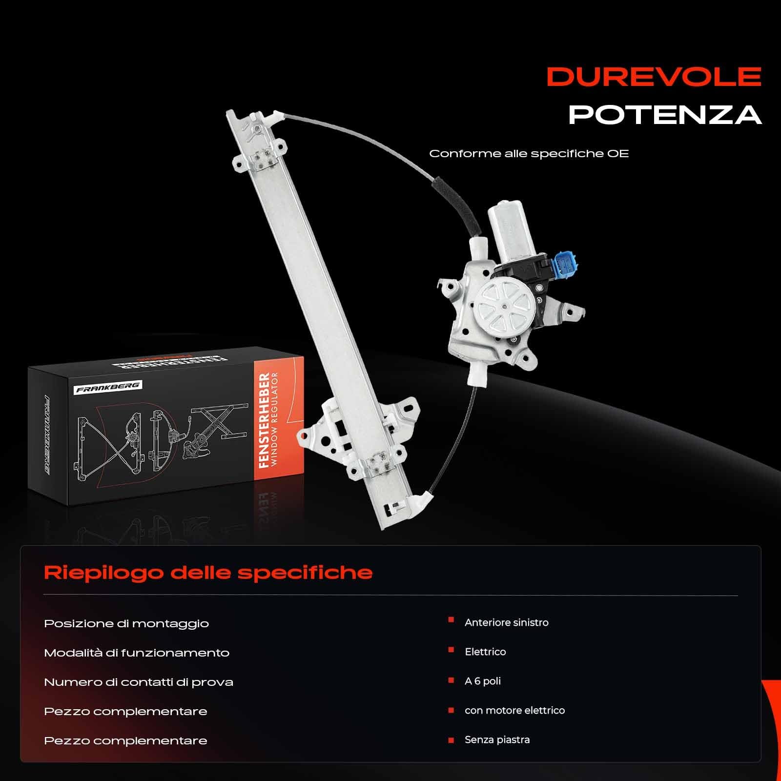 Frankberg Alzacristallo elettrico con motore 4/5 porte 2 Poli anteriore | con motore, 4/5 porte, 2 poli, davanti, Sinistra, 807211KA0C; 807211KA0C; Compatibile con: Juke F15