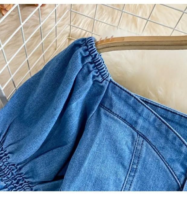 Women Gradient Color Crop Tops And High Waist Split Skirt Women Outfit Set Denim Skirts Suits4