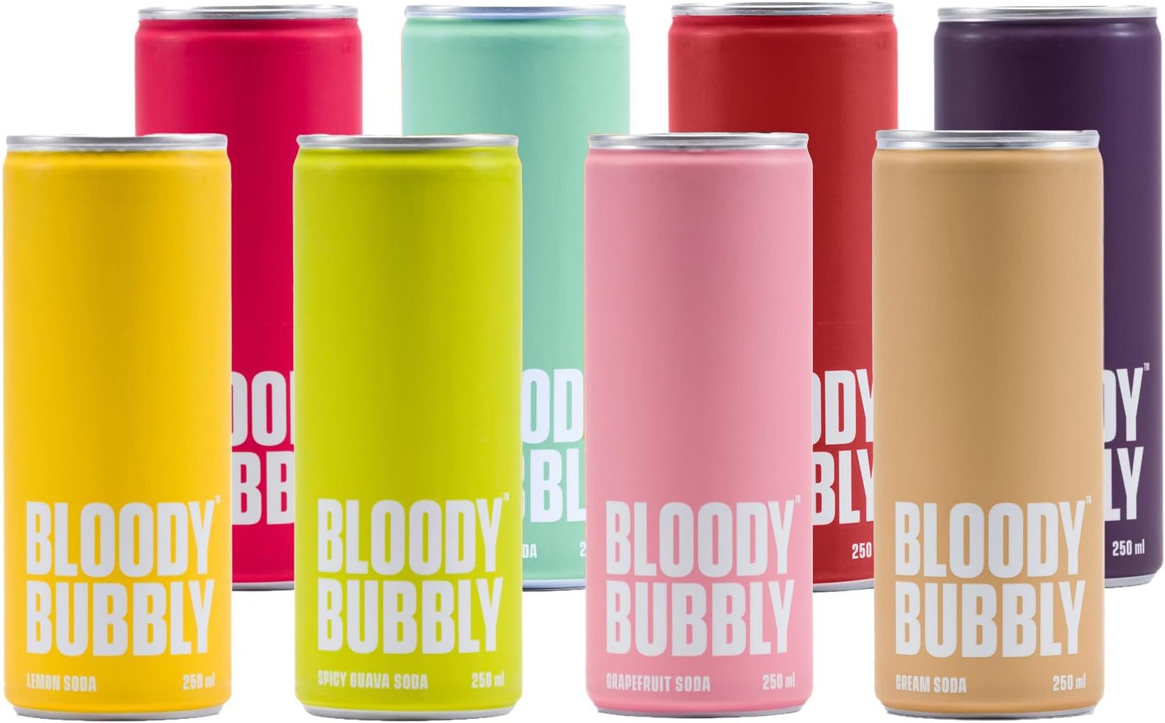 BLOODY BUBBLY Flavoured Soda | Variety Pack | Box of 8 (250 ML Each) | No Added Artficial Flavours, Colours & Preservatives
