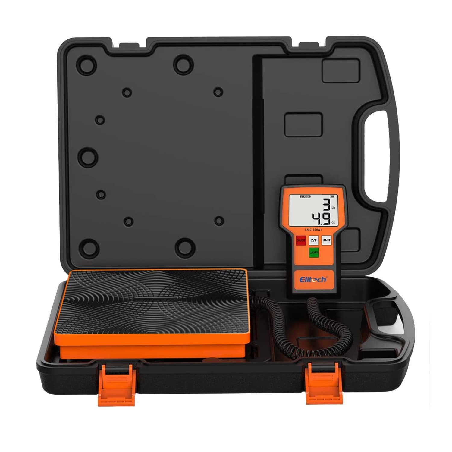 Elitech LMC-100A Digital Electronic Refrigerant Charging Recovery Scale with Wired Remote for HVAC Portable Case 220lbs/100kgs