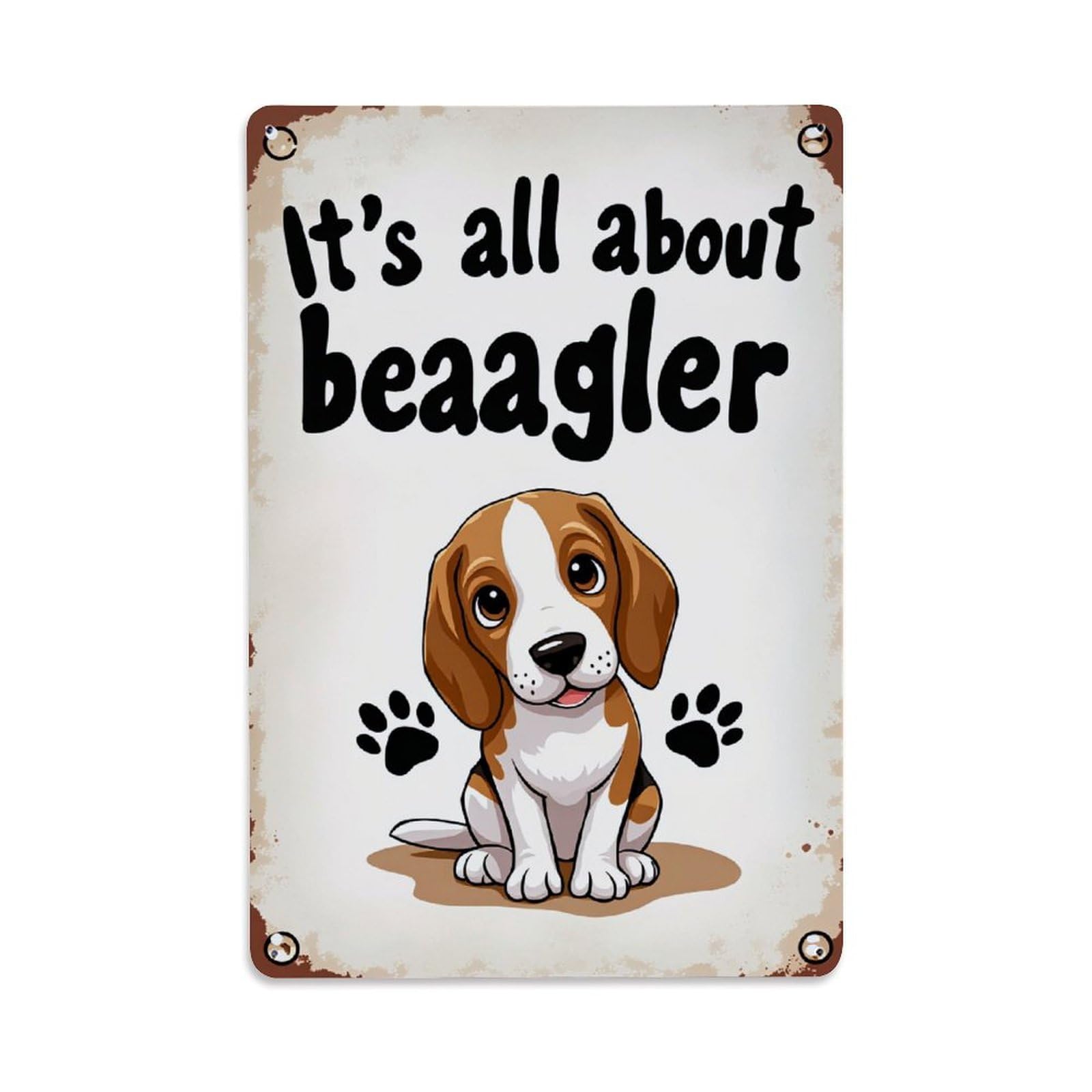 Enderetf Vintage Beagle Dog Paw Prints Sign Tin Sign Metal Poster, Home Bar Garage Man Cave Cafe Indoor & Outdoor Wall Decoration 8X12inches