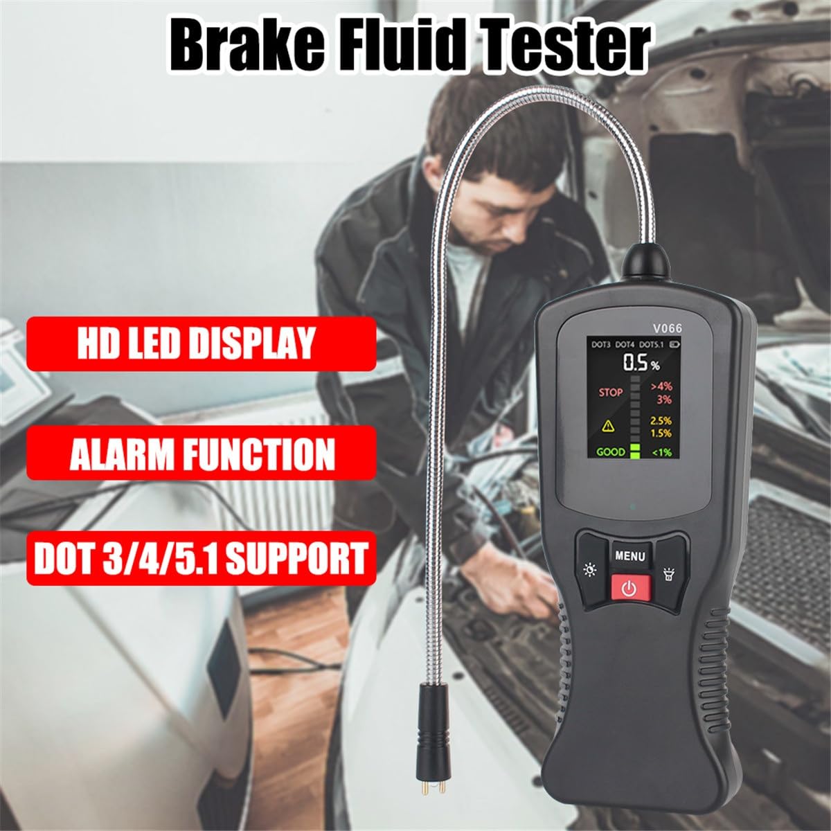 Strumento di rilevamento dell'olio dei freni Diagnosi del liquido dei freni automobilistico Tester del contenuto di umidità del freno Display digitale DOT3 DOT4 DOT5.1
