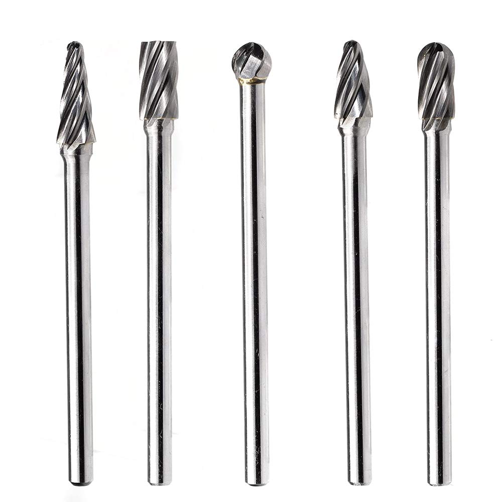 TJATSE 5Pcs 1/4 Inch Aluma Cut Carbide Burr Set 4.4" Long Shank Single Cut Tungsten Rotary Burr Files CNC Engraving Cut Metal Carving Polishing Drilling Tool Kits TJATSE 5Pcs 1/4 Inch Aluma Cut Carbide Burr Set 4.4" Long Shank Single Cut Tungsten Rotary Burr Files CNC Engraving Cut Metal Carving Polishing Drilling Tool Kits