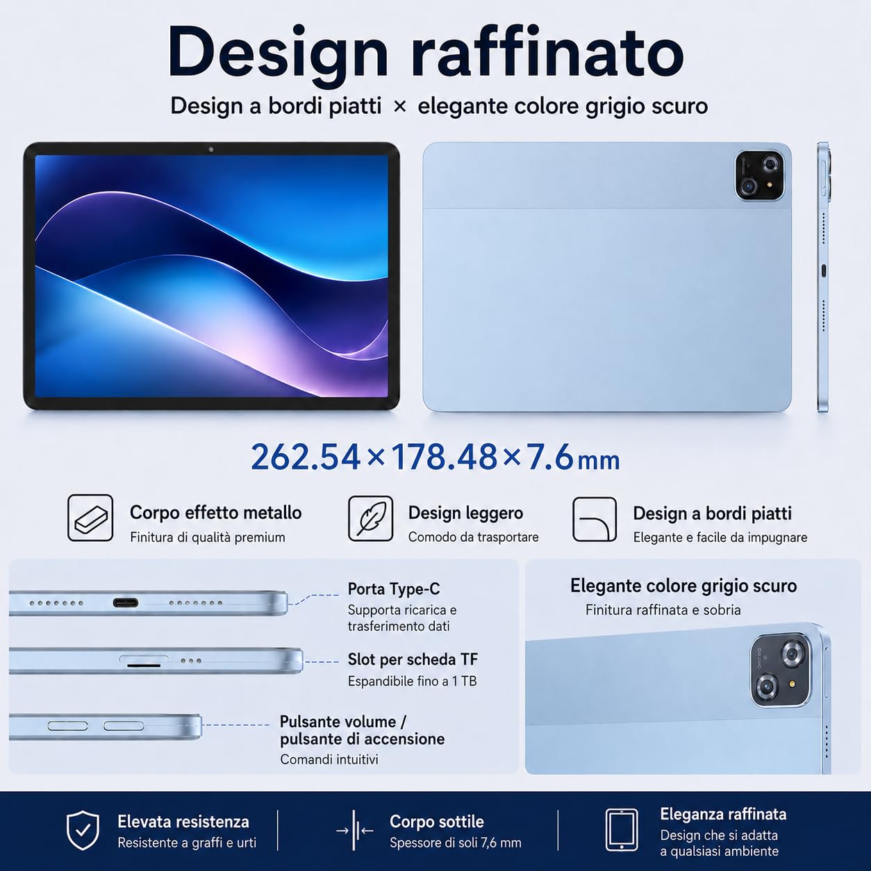 Android 15 Tablet 11,5 Pollici 2,8K Incell (1840×2800), Octa-Core Potente/30GB RAM+128GB(TF 2TB), Wi-Fi 6/6000mAh/Widevine L1/Ultra-Sottile 472g