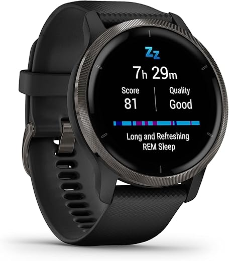 Garmin Venu 2 – GPS-Fitness-Smartwatch mit ultrascharfem 1,3“ AMOLED-Touchdisplay, umfassenden und Gesundheitsfunktionen, über 25 vorinstallierte Sportarten, Garmin Music und Garmin Pay
