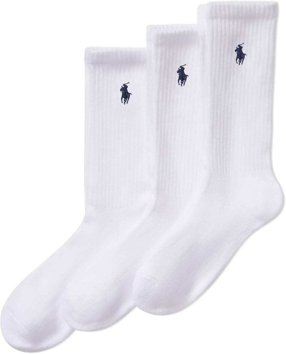 POLO RALPH LAUREN Calcetines deportivos de algodón acolchados para mujer - Paquete de 3 pares - Comodidad atlética con media amortiguación