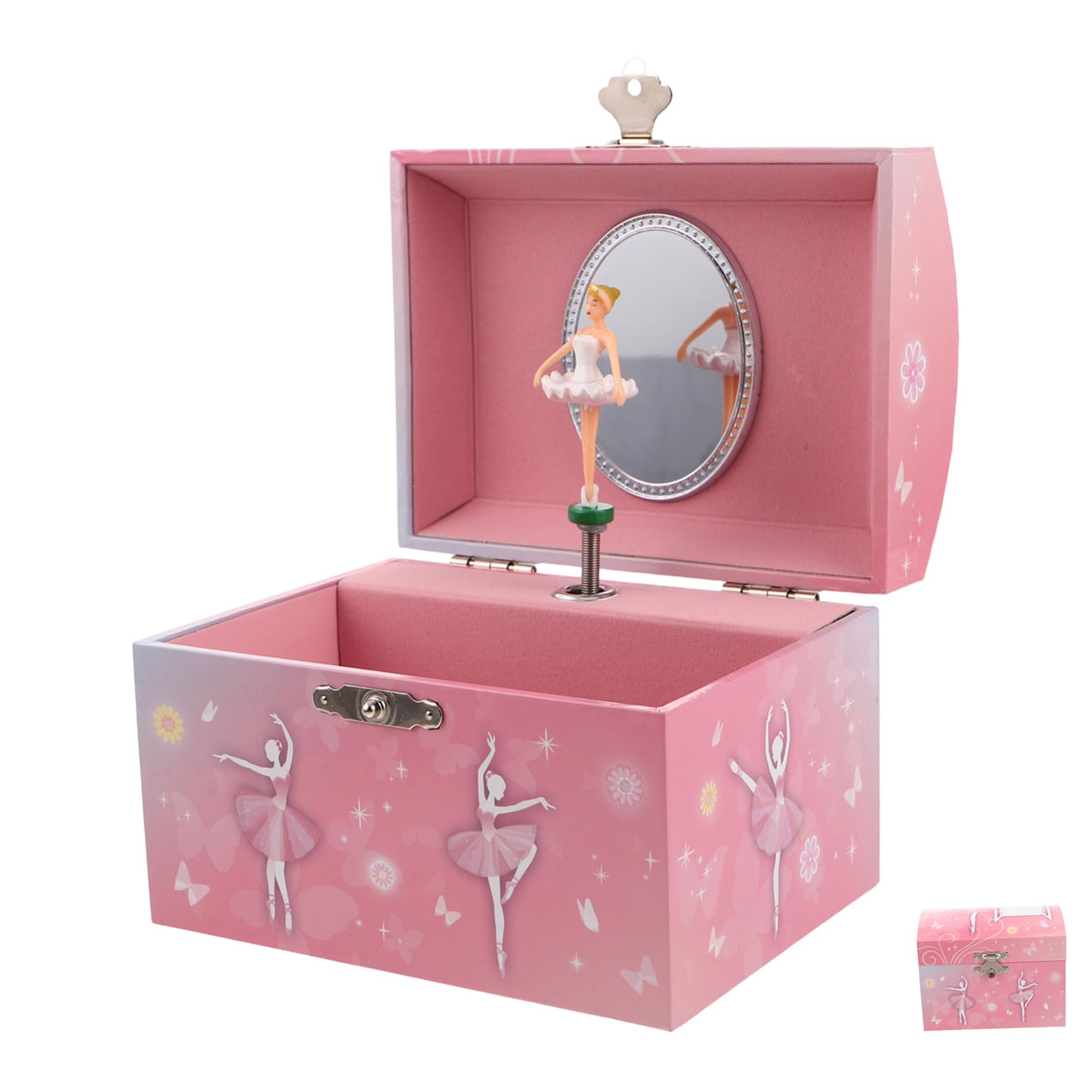 DECHOUS Joyero Musical Infantil con Bailarina Giratoria Caja de Música con Espejo Organizador de Joyas para Niñas Obsequio Navideño y Cumpleaños Caja Música Ballet Segura y Decorativa