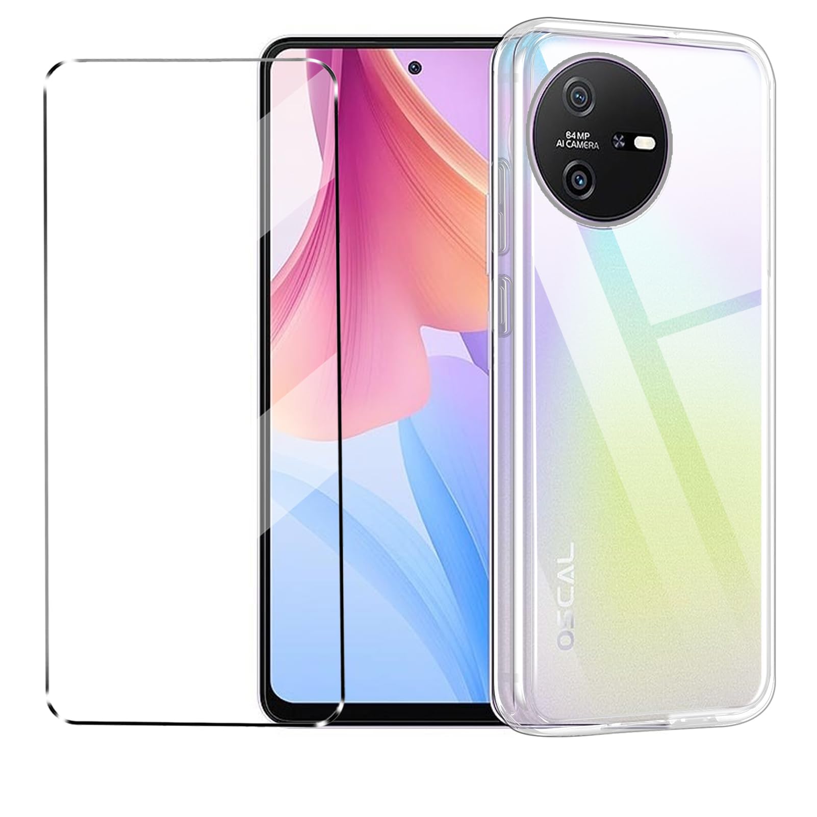 HuiYouMY 2-in-1 Case Compatible with Blackview Shark 8/Oscal Tiger 12 Cover with 1 Pack Tempered Glass Screen Protector for Shark 8