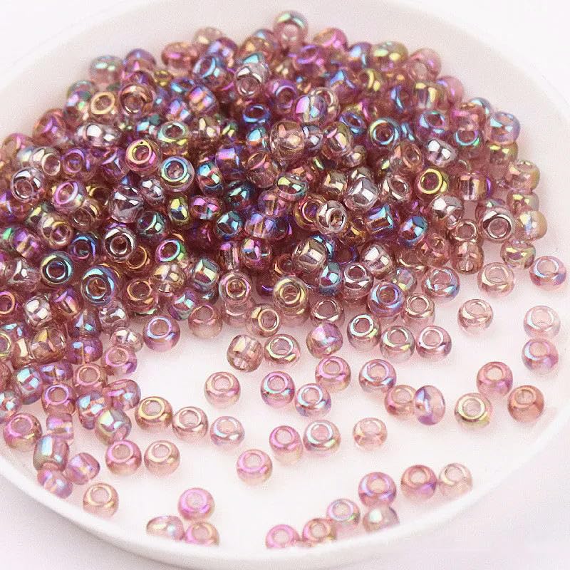 Szklane koraliki z nasionami małe koraliki 1,5-4 mm szklane koraliki ryżowe magiczny kolor przezroczyste imitacja kolorów rozproszone koraliki DIY koraliki akcesoria z frędzlami