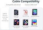 Car Carplay Cable for iPhone 15 USB A to USB C Cable for iPhone 16 15 Plus, iPhone 15/16 Pro, iPhone16/15 Pro Max for Carplay USB C Cord, iPad USB C Cable 10th Gen iPad 5/4/6th Car Charger Cable Cord