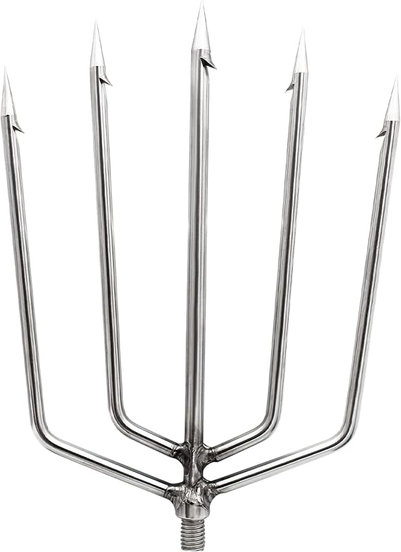 Fishing Harpoon Spear Gig de púas de acero inoxidable con varilla de aluminio para peces | Fishing Harpoon, punta de lanza de púas de acero inoxidable con varilla de aleación de aluminio, diseño de tornillo de 8 mm para pesca al aire libre, rana y pescado
