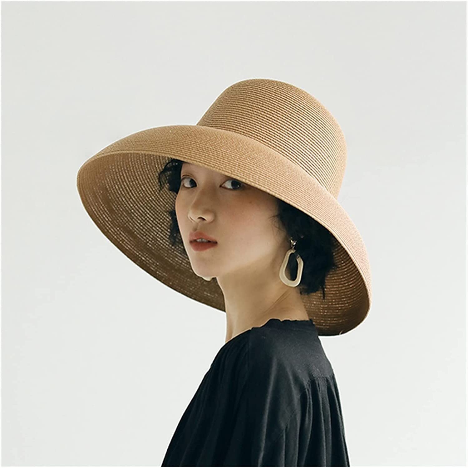 Sombrero de Playa Plegable, Sombrero De Paja Verano Elegante Sol ala Ancha Flexible para Mujer Playa Panamá Sombrero Playa Verano