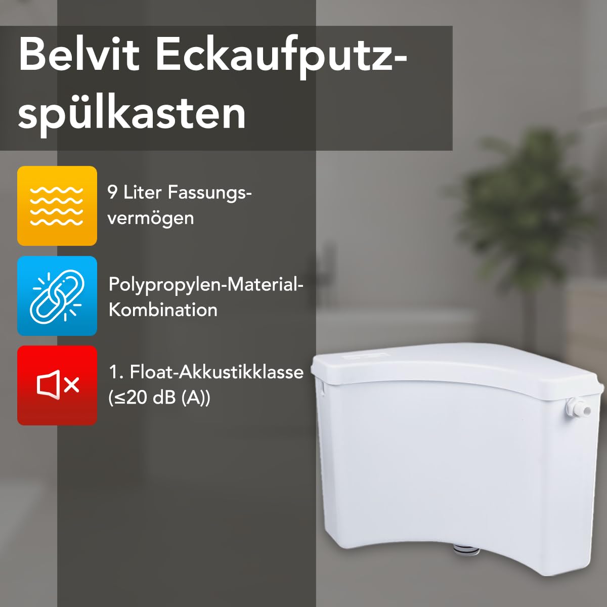 Belvit Eck-Aufputzspülkasten 9 L, Weiß