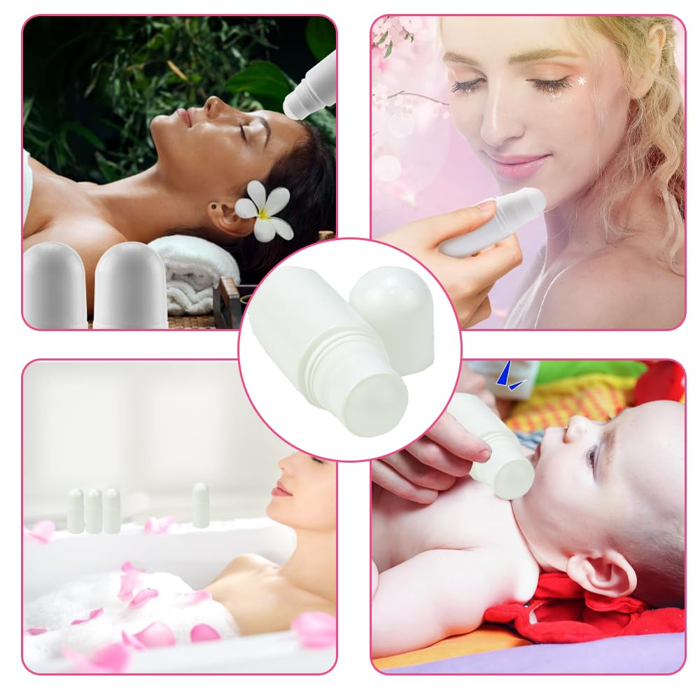4 Pz Bottiglie a Rullo in Plastica Bottiglie Vuote con Sfera a Rullo da 50ml Contenitori Deodoranti Fai da Te con Sfera a Rullo per Aromaterapia, Profumi, Deodorante e Cosmetici