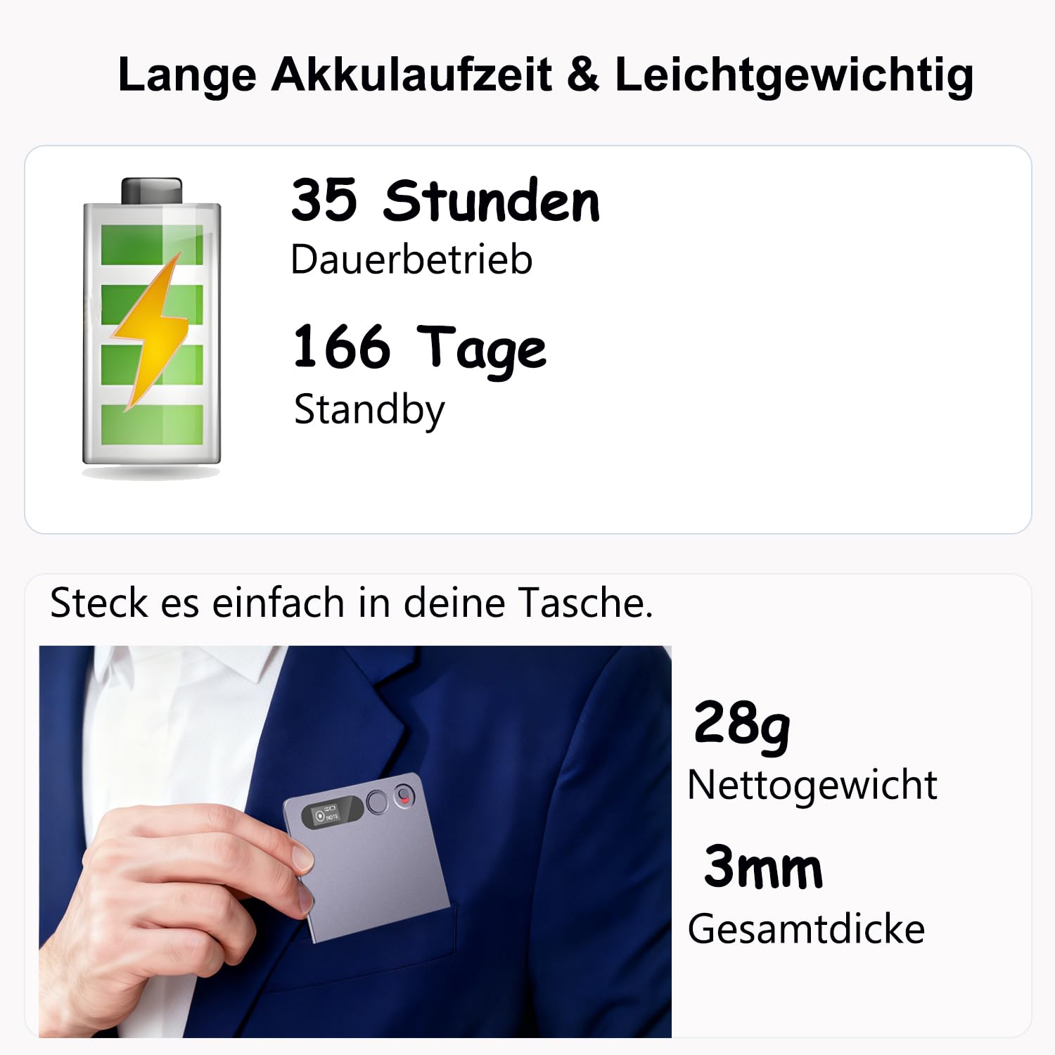 KI Digitales Diktiergerät Aufnahmegerät mit KI Transkription, Mindmap und Zusammenfassen Magnetisch Ultra-Dünn, APP-Steuerung, AI Notiznehmer with152 Sprachen Unterstützt für Vorträge Meetings