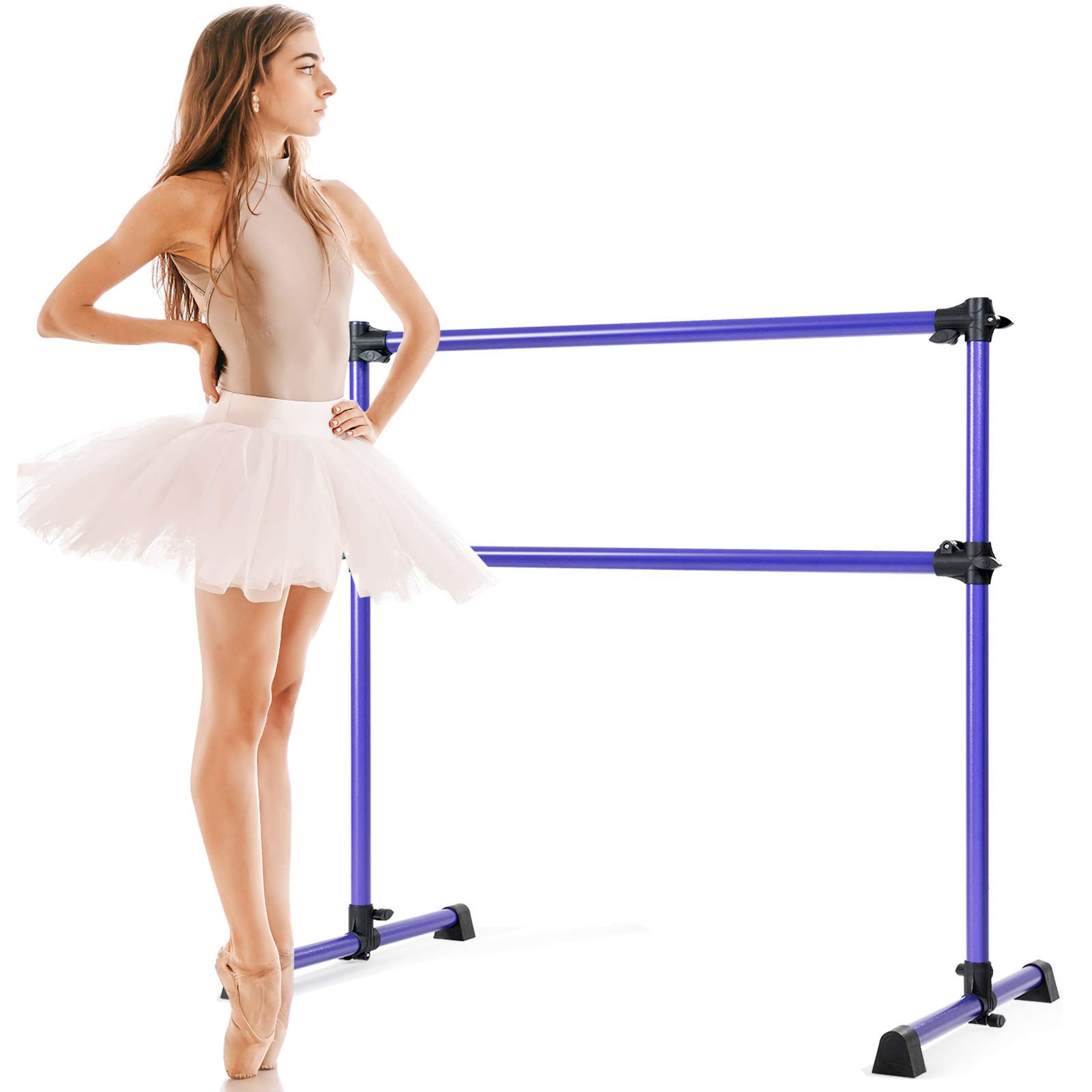 GOPLUS Barra de Ballet Clásica Doble de Altura Ajustable 7-112 cm y Extraíble, para Ballet, Gimnasia, Streching, Carga Máxima 50 kg, 123 x 71 x 119 cm