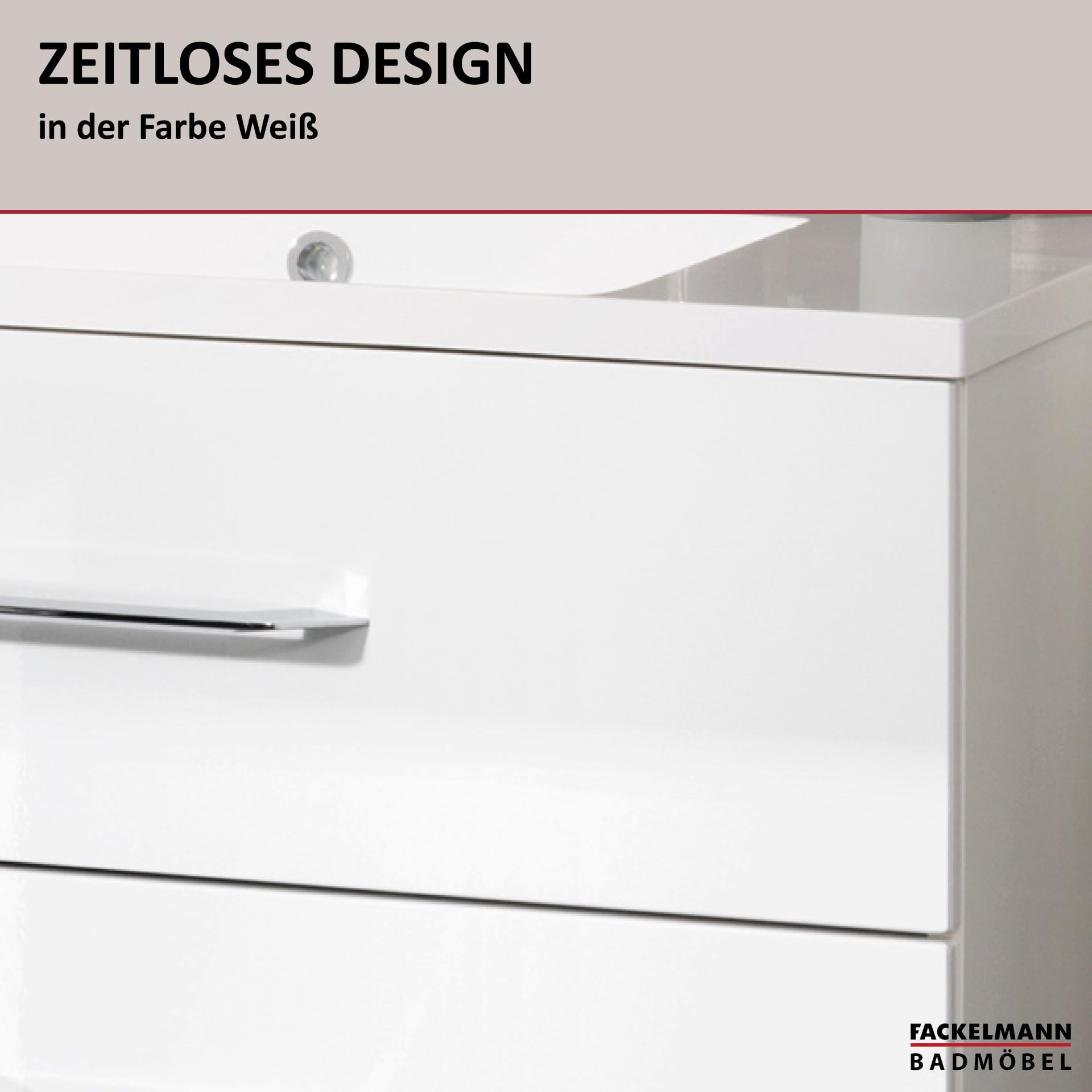 FACKELMANN Waschtischunterschrank inkl. Gussbecken B.CLEVER/Badschrank mit Soft-Close-System/Maße (B x H x T): ca. 90 x 48,5 x 46 cm/Möbel fürs WC oder Badezimmer/Schrank: Weiß/Becken: Weiß