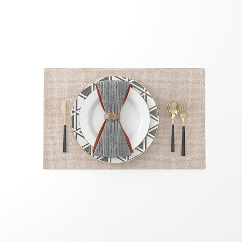 Miniatura 75 de Juego de 4 manteles individuales de lino suave hechos a mano resistentes al calor, manteles individuales para mesa de comedor, manteles individuales