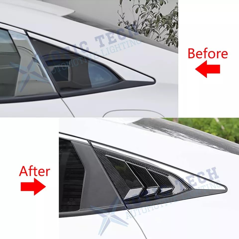 Image of ABS Carbon Fiber Rear Triagle Window Louver Cover, Fits For 10th Honda Civic 2016-2021, 75013-F