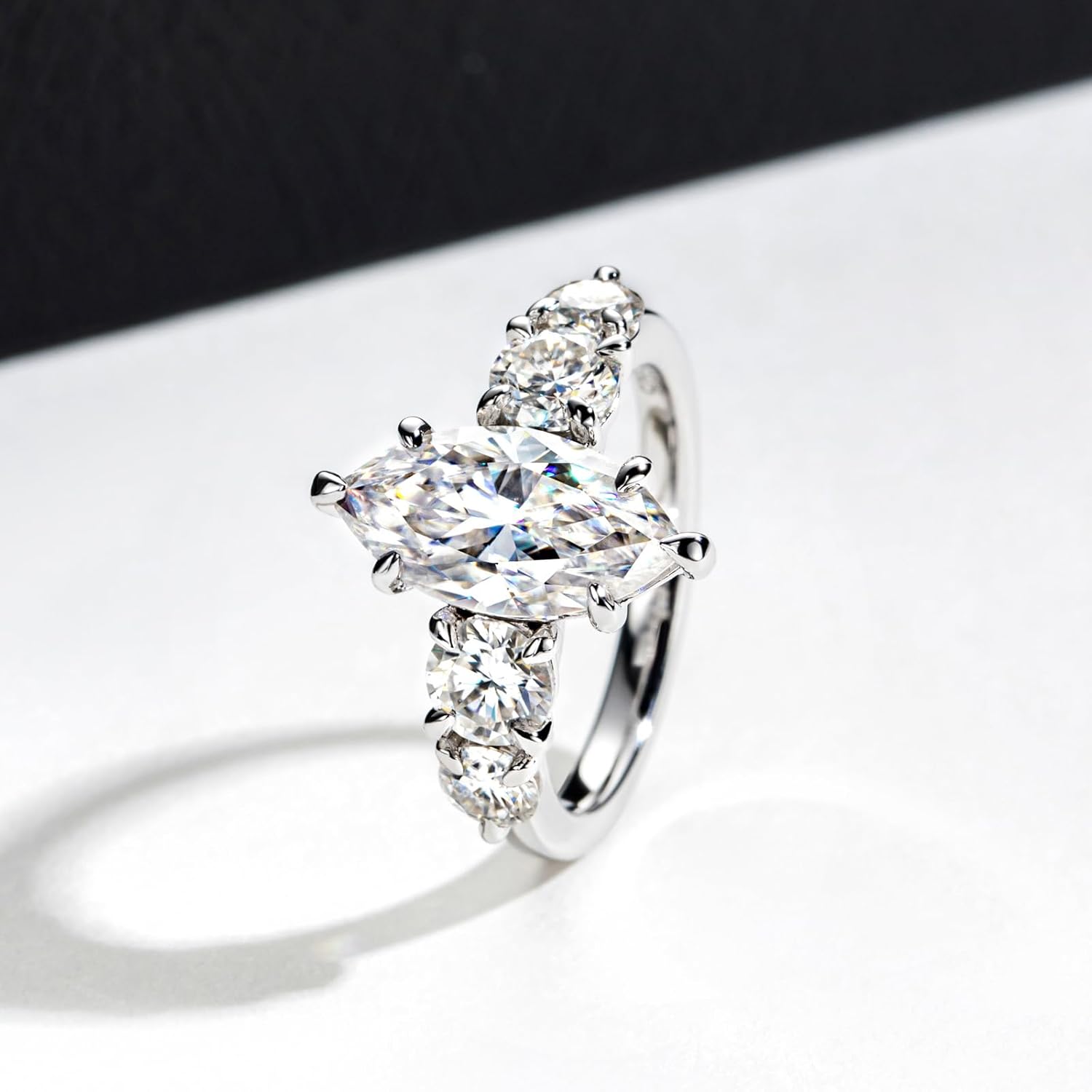 Moissanite Promise Rings 3-5cttw Pear/Emerald/Marquise/Oval Cut D Color VVS1 S925 Sterling Silver Stackable Wedding Engagement Rings for Women with Certificate Elegant Gift Packed - Image 6