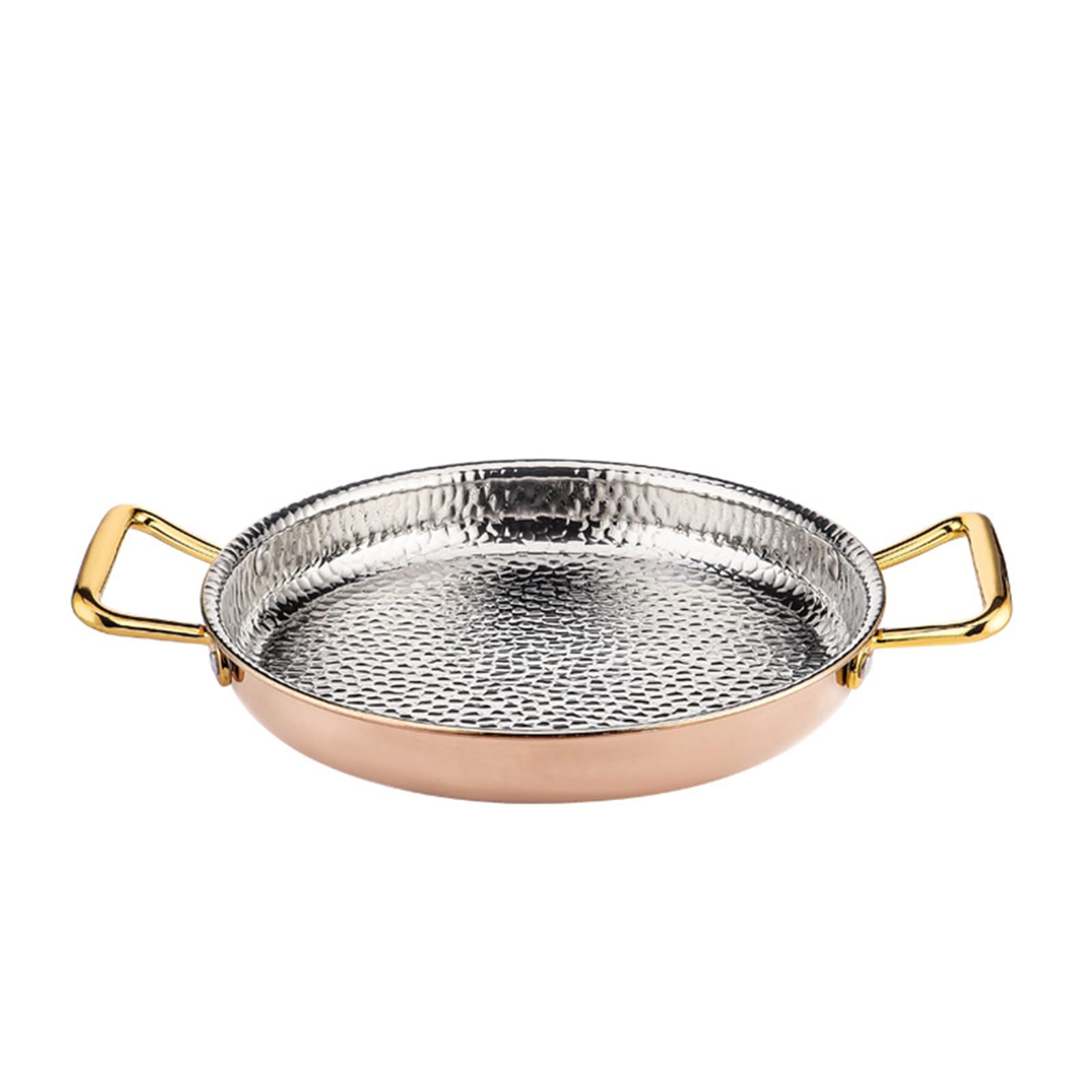 Paellera española, sartén de Acero Inoxidable 304 con Asas Dobles remachadas, Utensilios de Cocina antiadherentes sin Revestimiento para Gas e inducción,Rose Gold,28cm